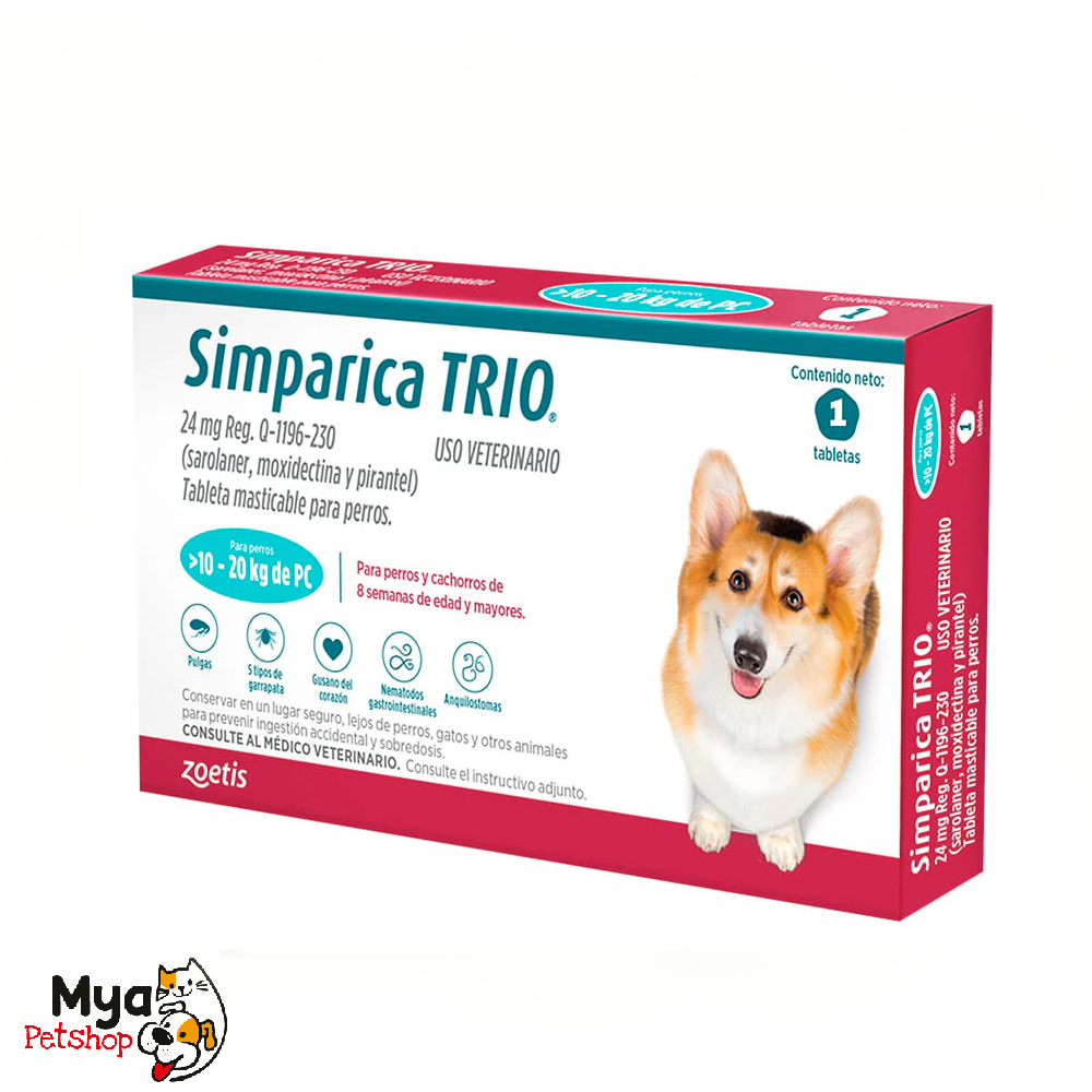 Simparica Trio | 24 mg | 10 a 20 kg | 3 tabletas