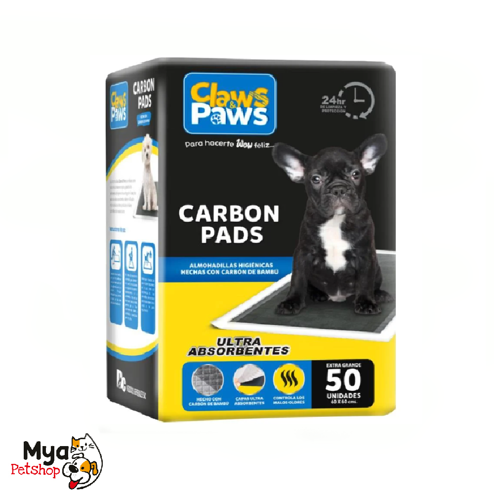 Claws & Paws Paños de entrenamiento carbón activado x 50un