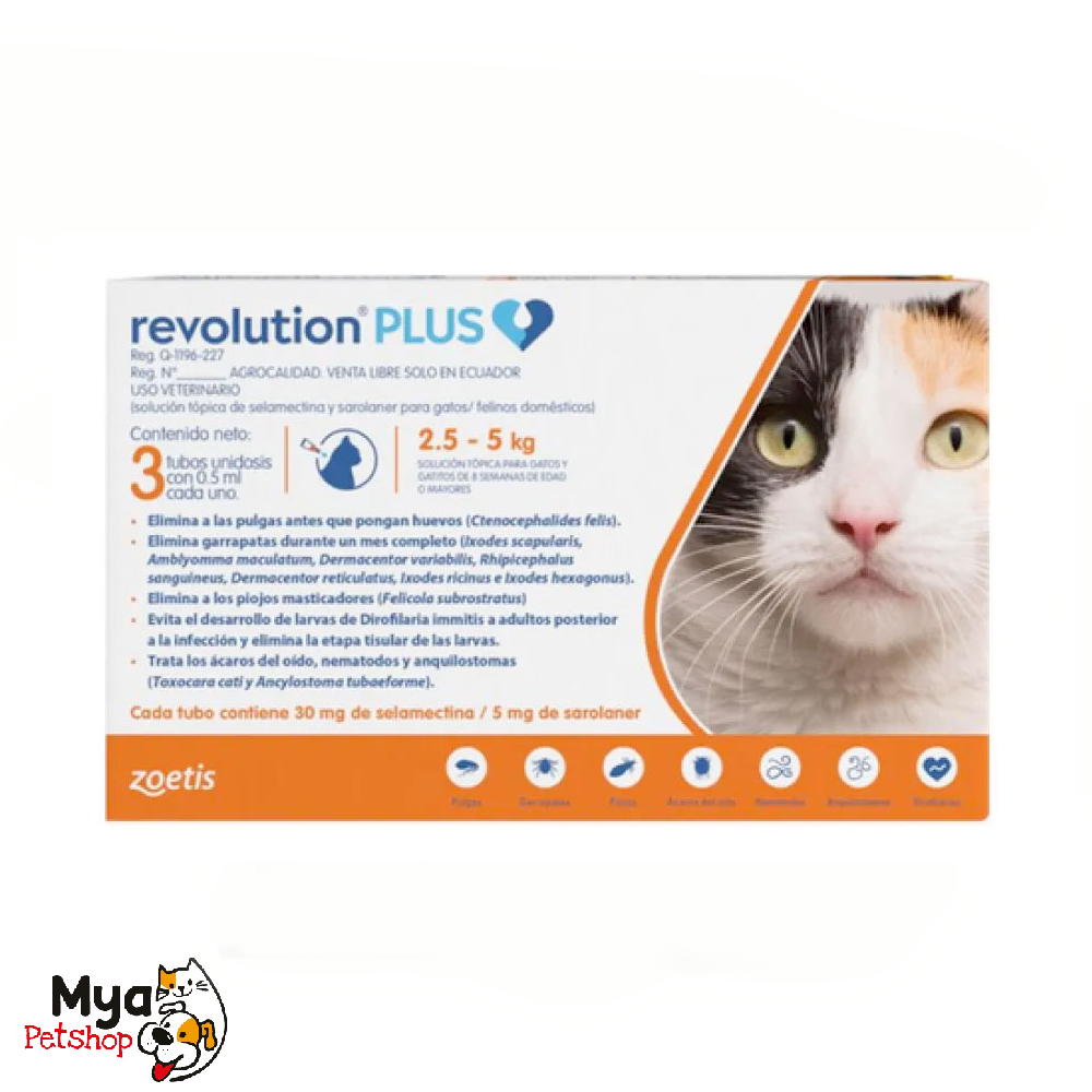 Zoetis | Revolution Plus | 3 Pipetas de 2.5 a 5 kg | 0.5 ml