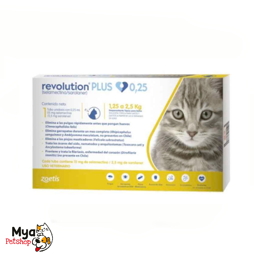 Zoetis | Revolution Plus | 3 Pipetas 0.25 a 2.5 kg | 0.25 ml