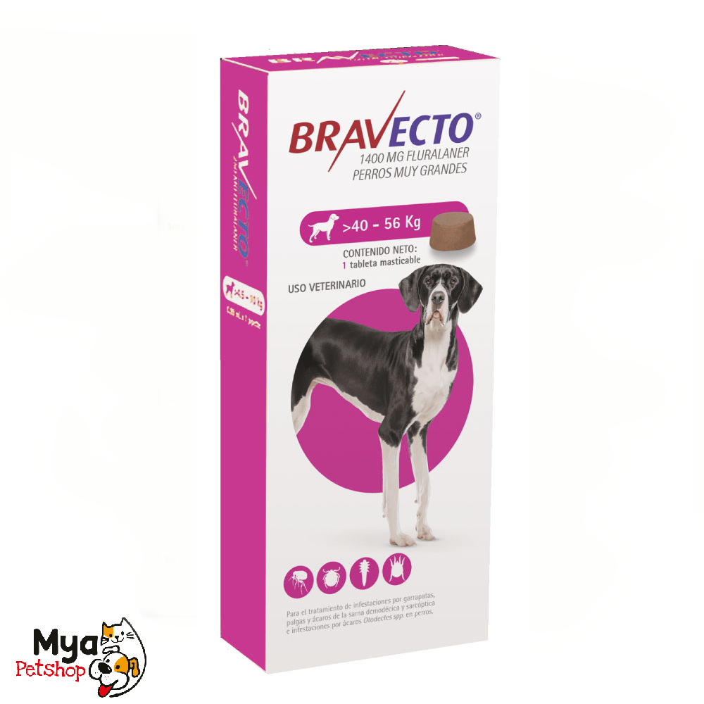 Bravecto | 40 a 56 kg | 1400 mg | 1 tableta