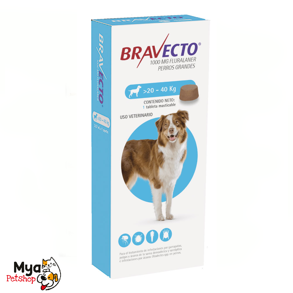 Bravecto | 20 a 40 kg | 1000 mg | 1 tableta