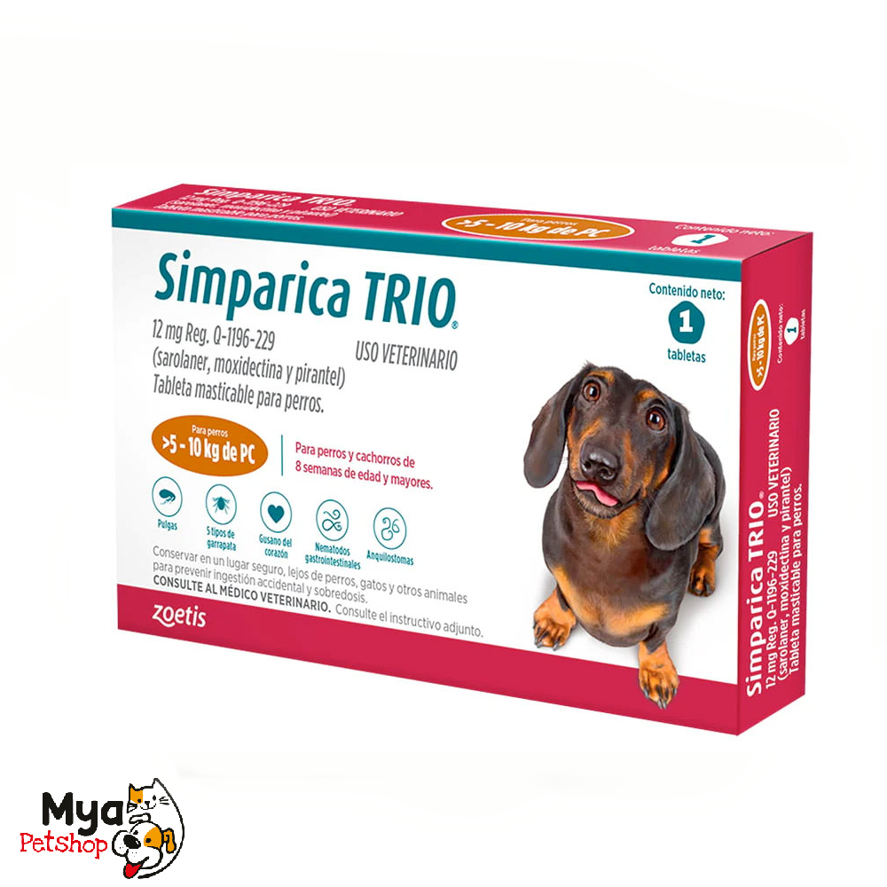 Simparica Trio | 12 mg | 5 a 10kg | 3 tabletas