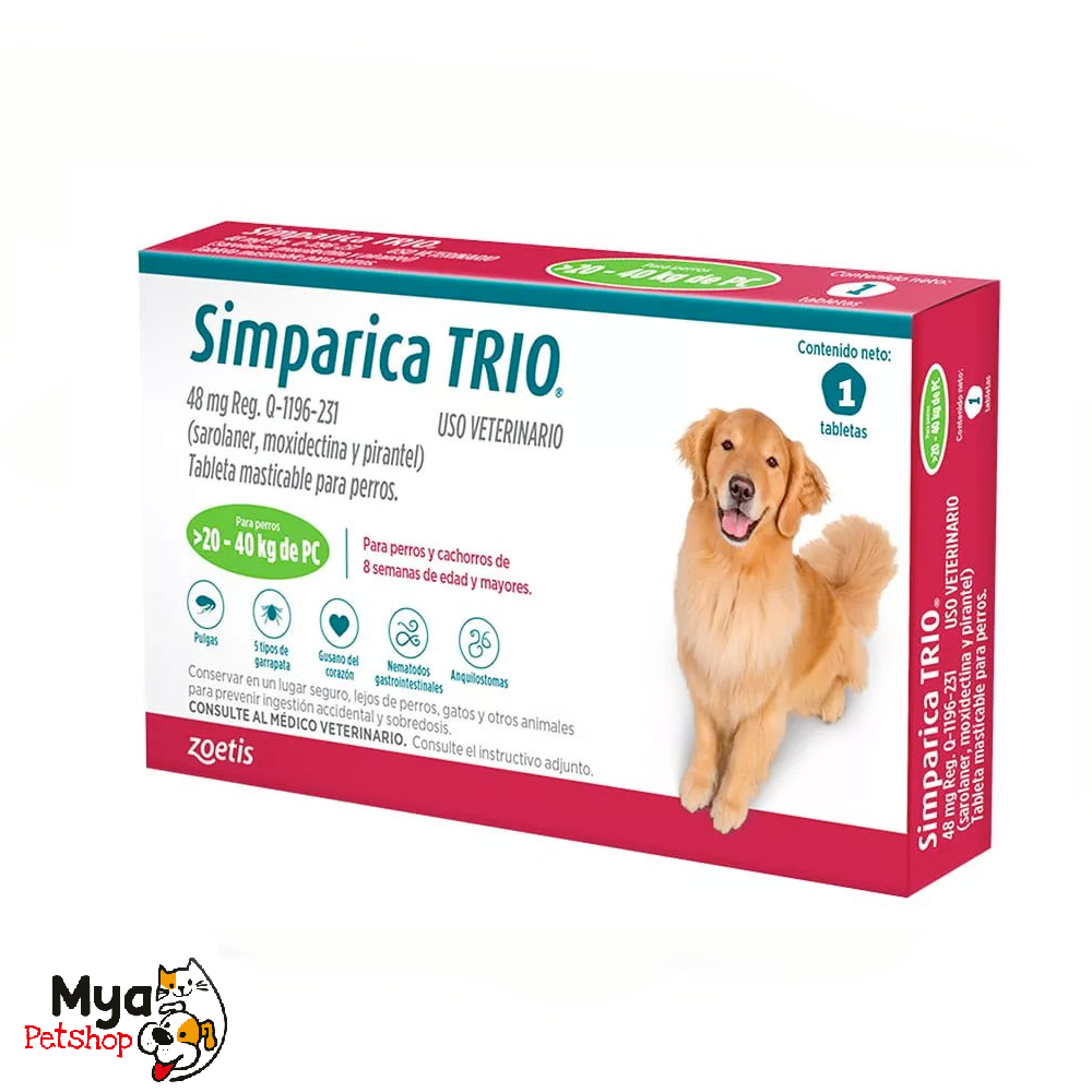 Simparica Trio | 48 mg | 20 a 40 kg | 3 tabletas