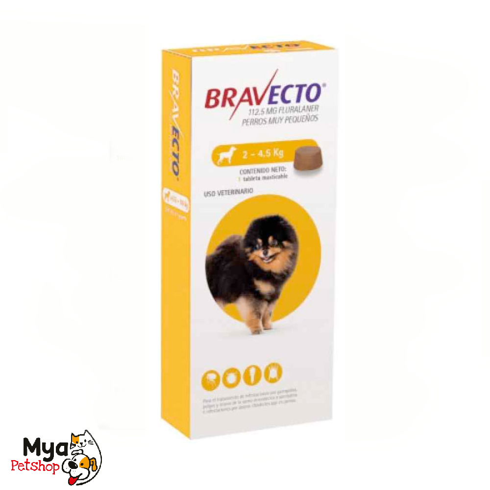 Bravecto | 2 a 4.5 kg | 112.5 mg | 1 tableta